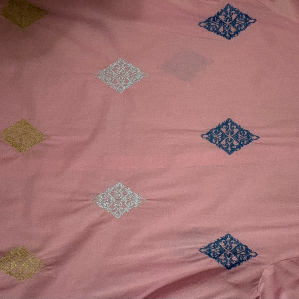 SALE J. Jill Pink Embroidered Tunic ✨ Button Front Boho Diamond Detail Size L - Picture 8 of 9